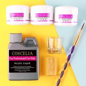 120ml Professional Nail Art Kit 120ml Acrylic Liquid+ 3 Color Powder +Pen set